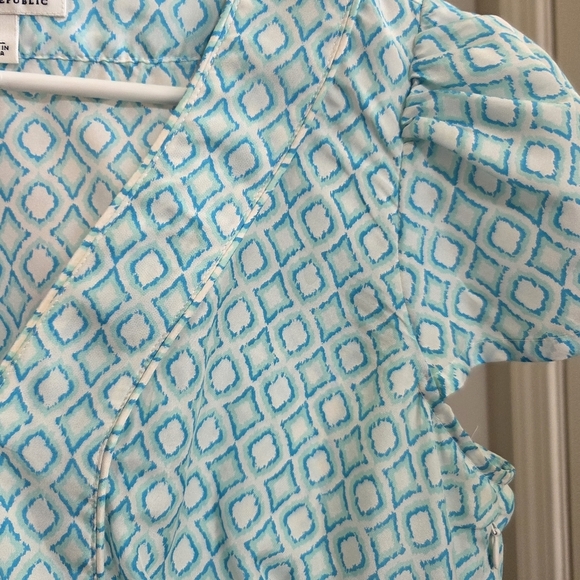 ⭐️Banana Republic Green Puff Sleeve 100% Silk Peplum Blouse Size 8 - Picture 3 of 5